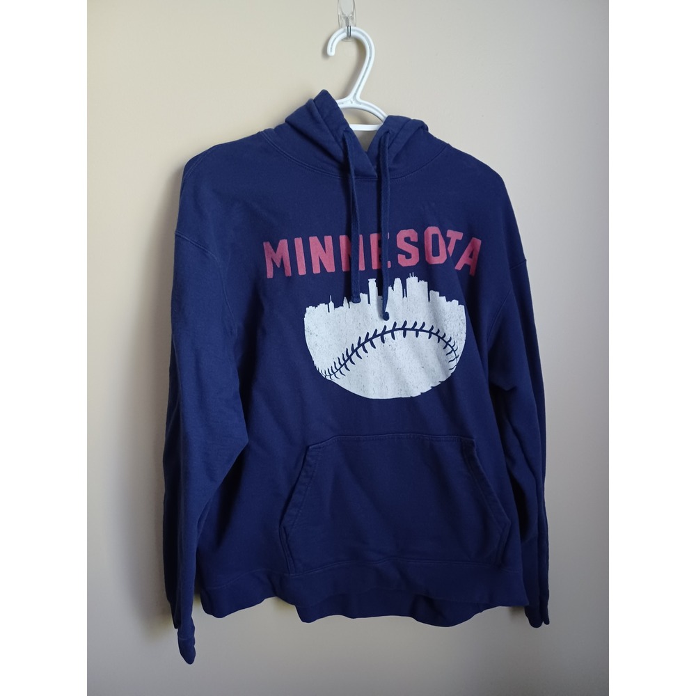 Men's Size XL Minnesota Baseball Blue Port & Company Pullover Hoodie Sweatshirt